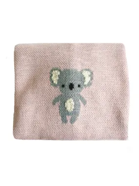 Pink Koala Organic Cotton Alimrose Baby Blanket with bonus Emma Heart Rattle