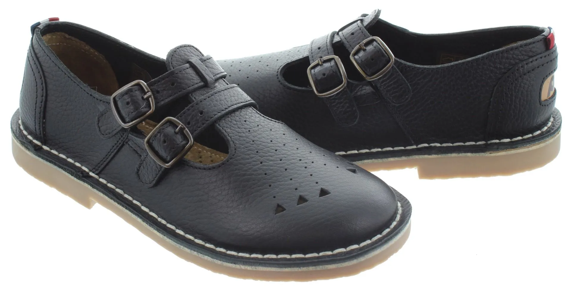 POD Ladies Marley Leather T Bar Shoes In Black