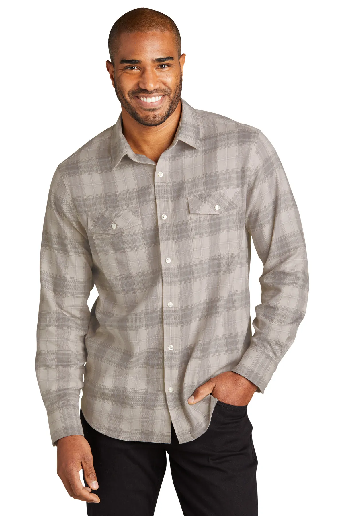 Port Authority Clothing W672 Port Authority   Long Sleeve Ombre Plaid Shirt SKU: W672