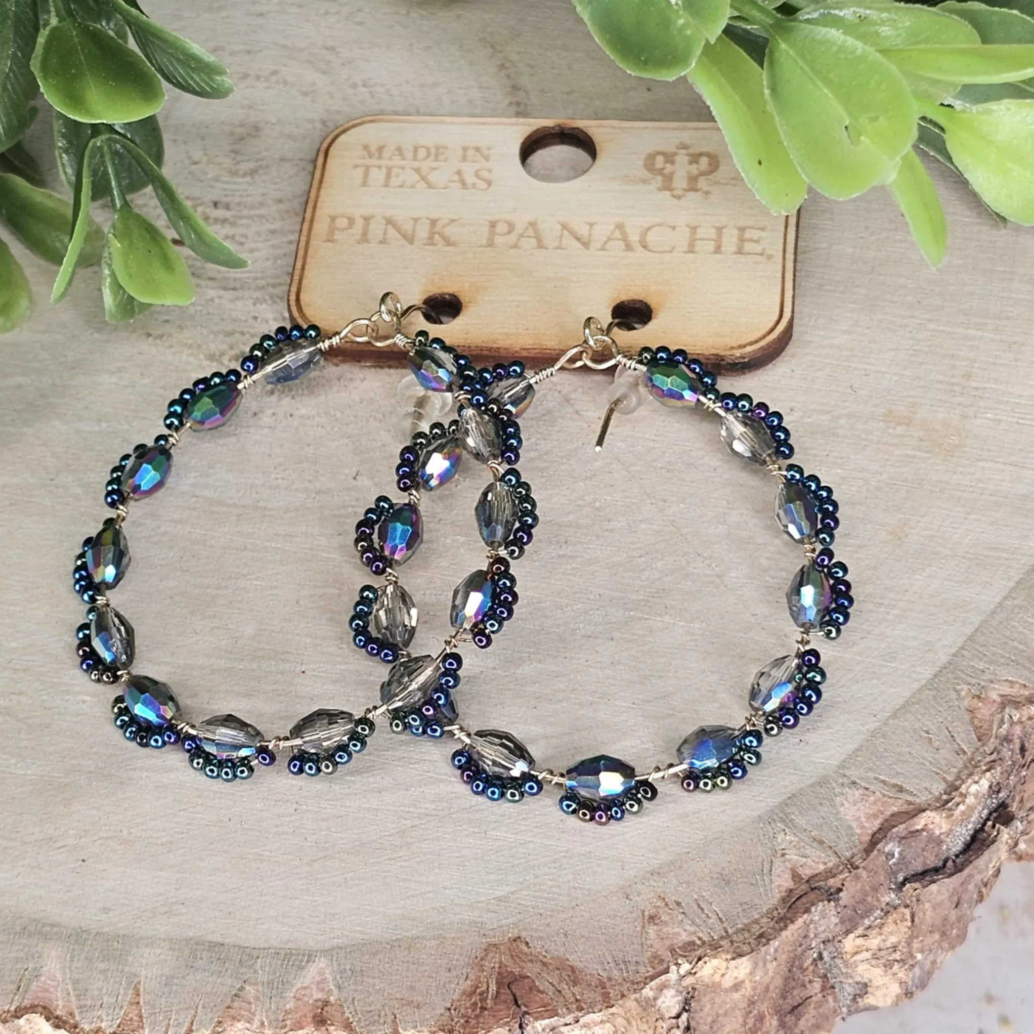 PP Mermaid Beaded Scallop Circle Earrings