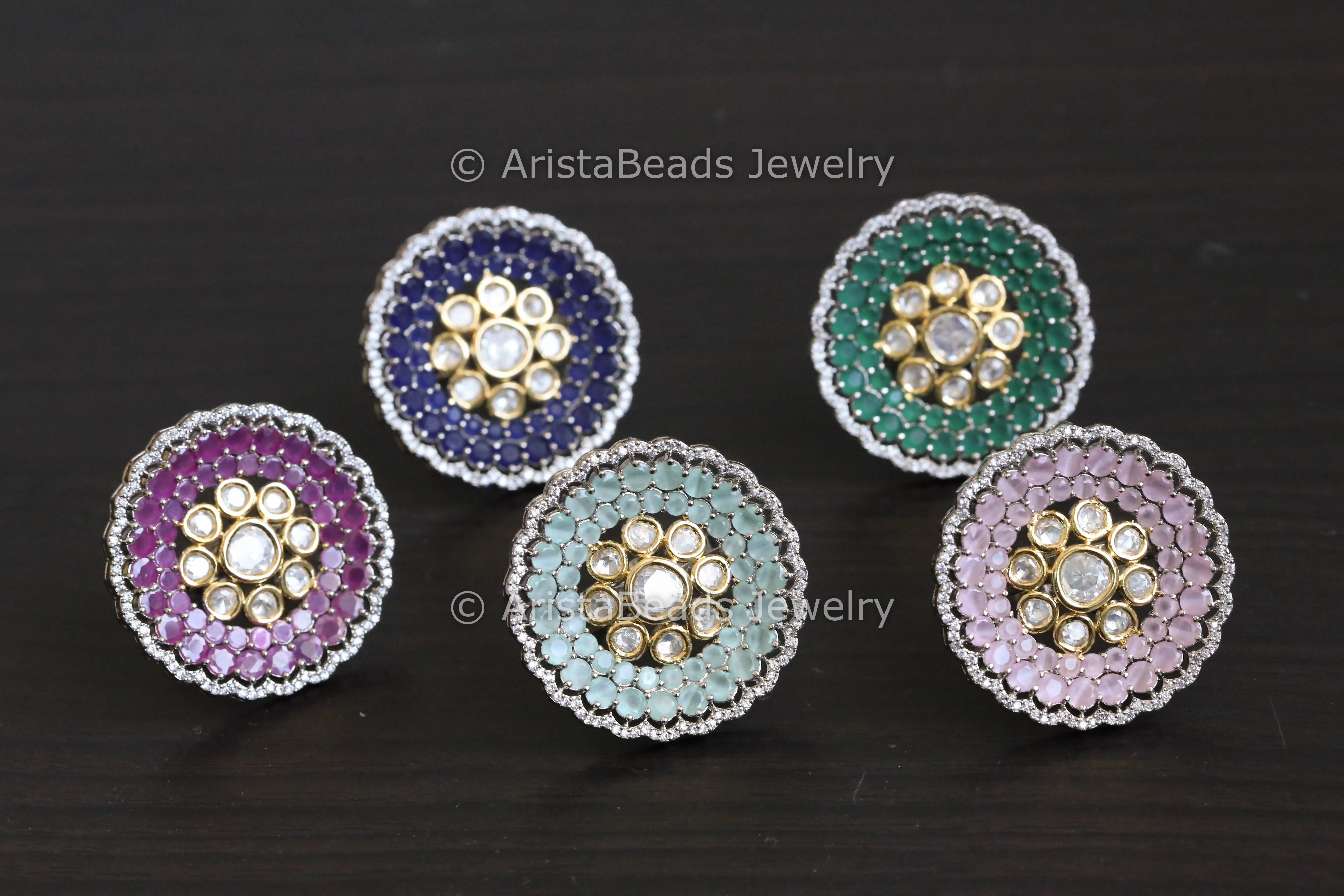 Premium Quality Uncut Polki Kundan Rings