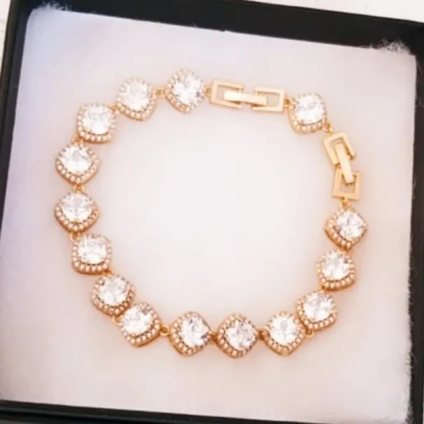 Princess Cut Zirconia 18K Gold Plated Bracelet