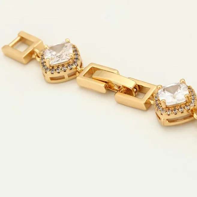 Princess Cut Zirconia 18K Gold Plated Bracelet