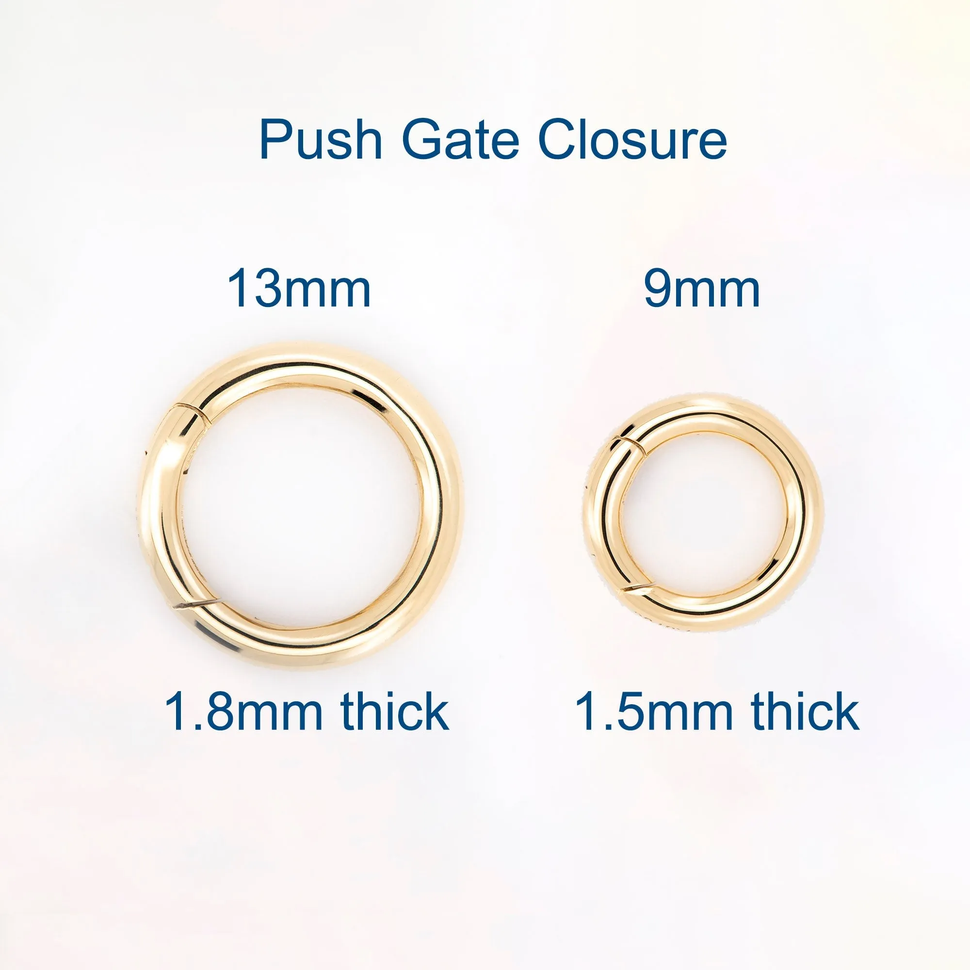 Push Gate Large Circle 13mm 14K or 18K Gold Pendant Holder Enhancer M4006