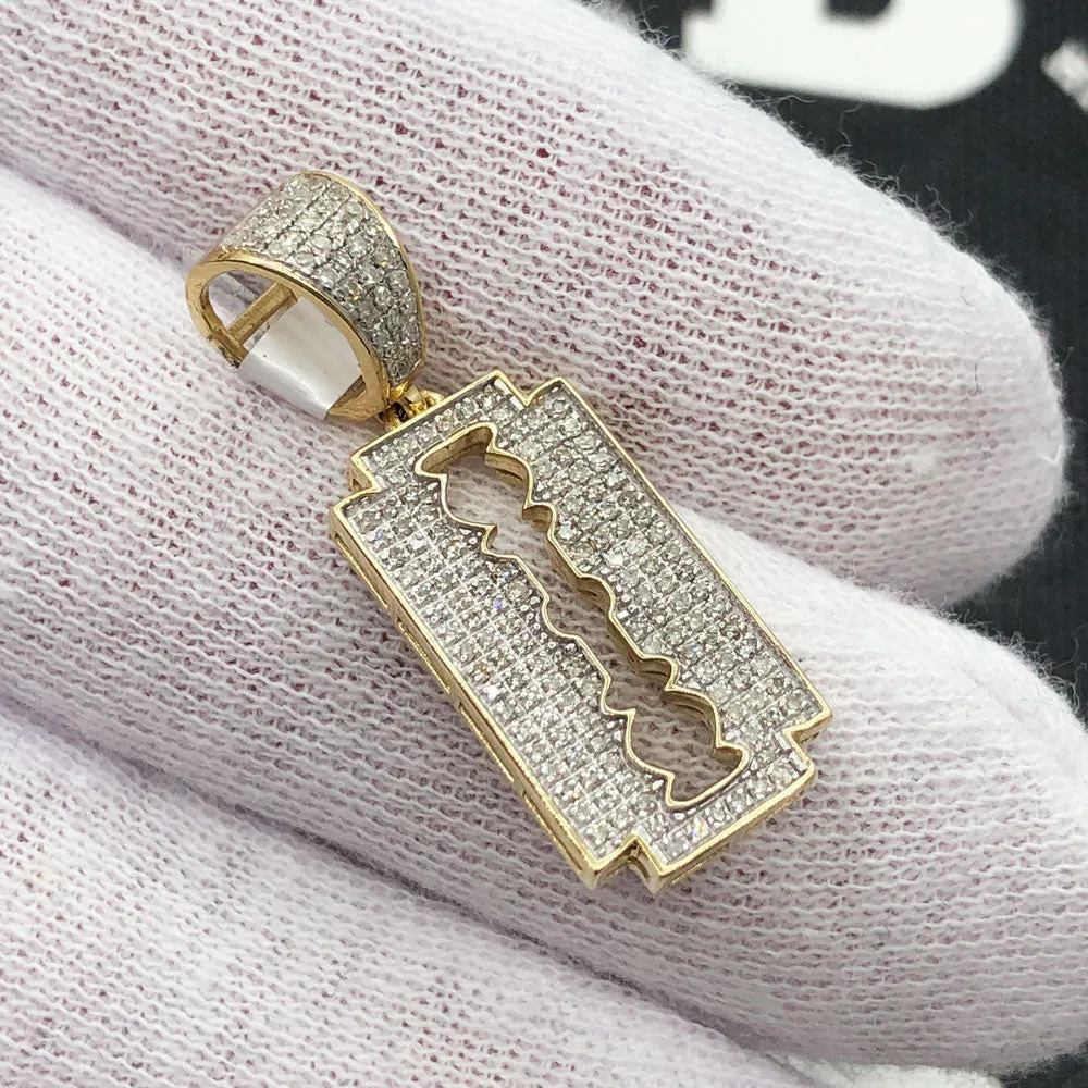 Razor Blade Diamond Pendant .42cttw 10K Yellow Gold