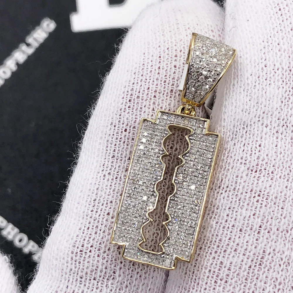 Razor Blade Diamond Pendant .42cttw 10K Yellow Gold