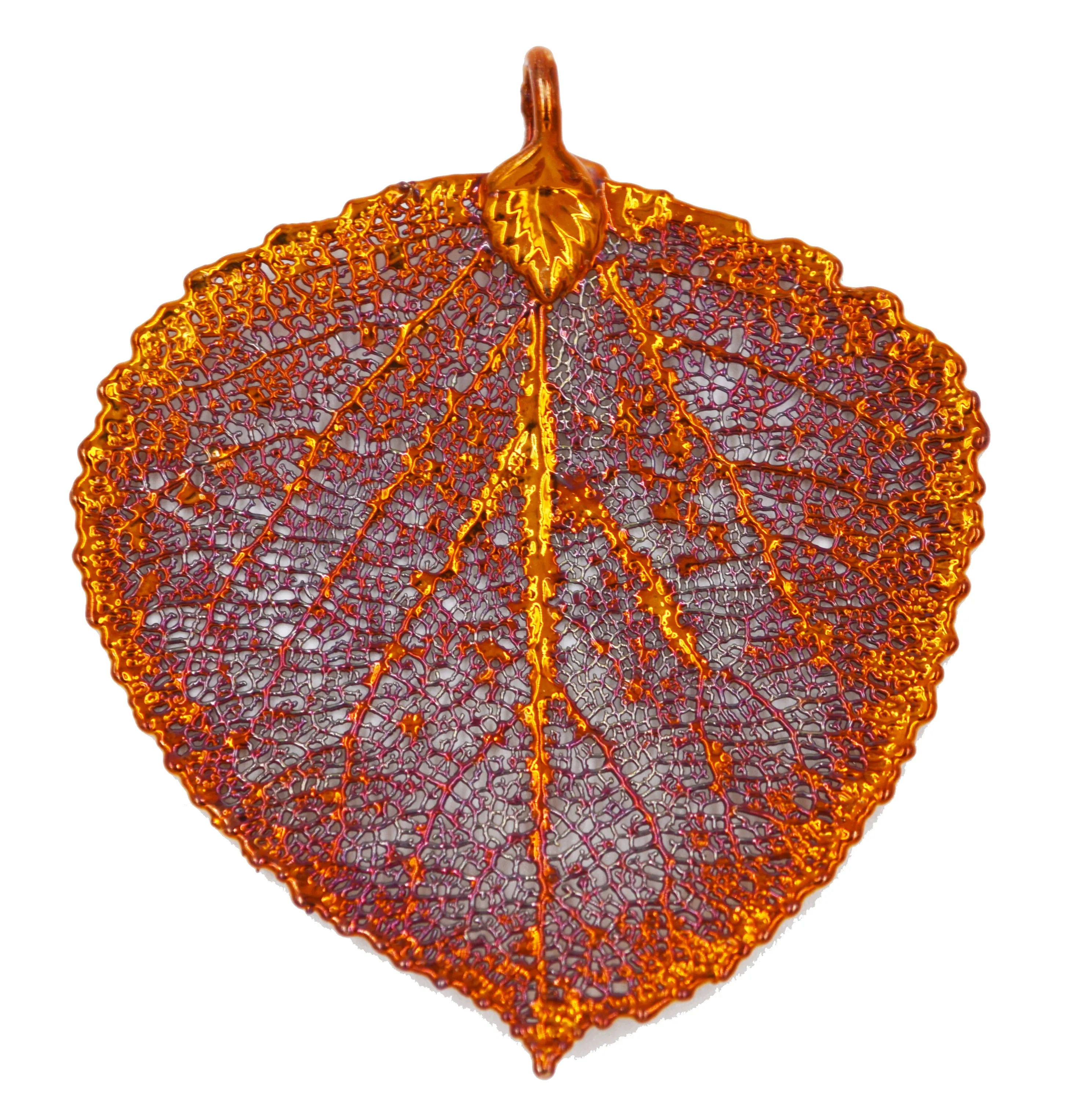 Real Leaf ASPEN Pendant Dipped in Copper Genuine Leaf