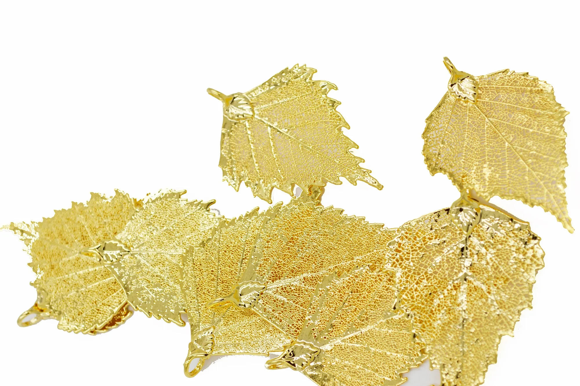 Real Leaf PENDANT BIRCH Dipped in 24K Yellow Gold Genuine Leaf