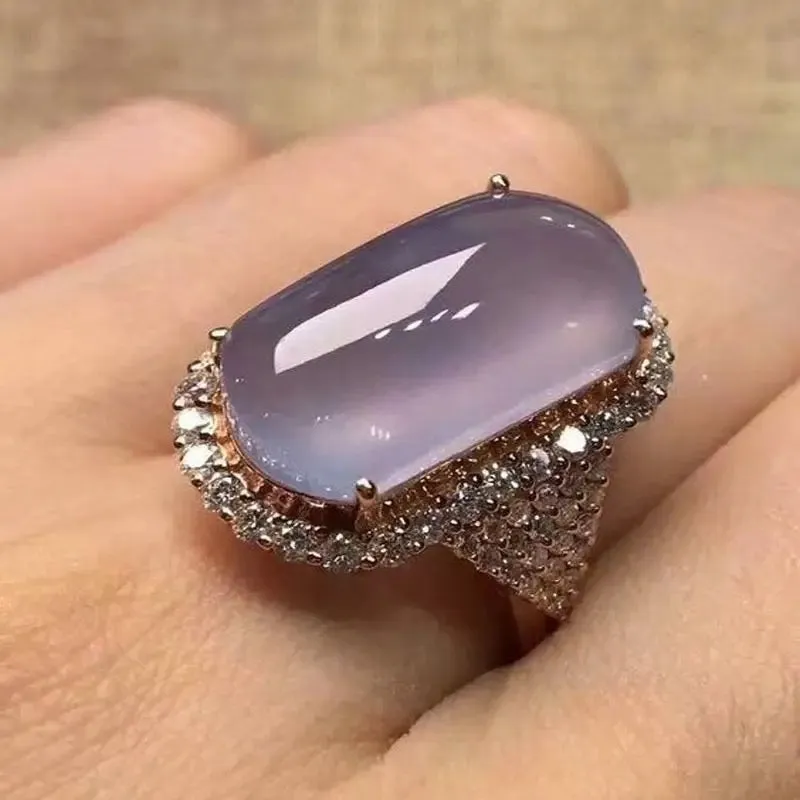 Rectangle Light Purple Zircon Stones Rings Fashion Jewelry S3895102