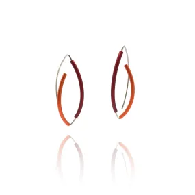 Red and Orange 3D Bow Earrings - Round Tubing