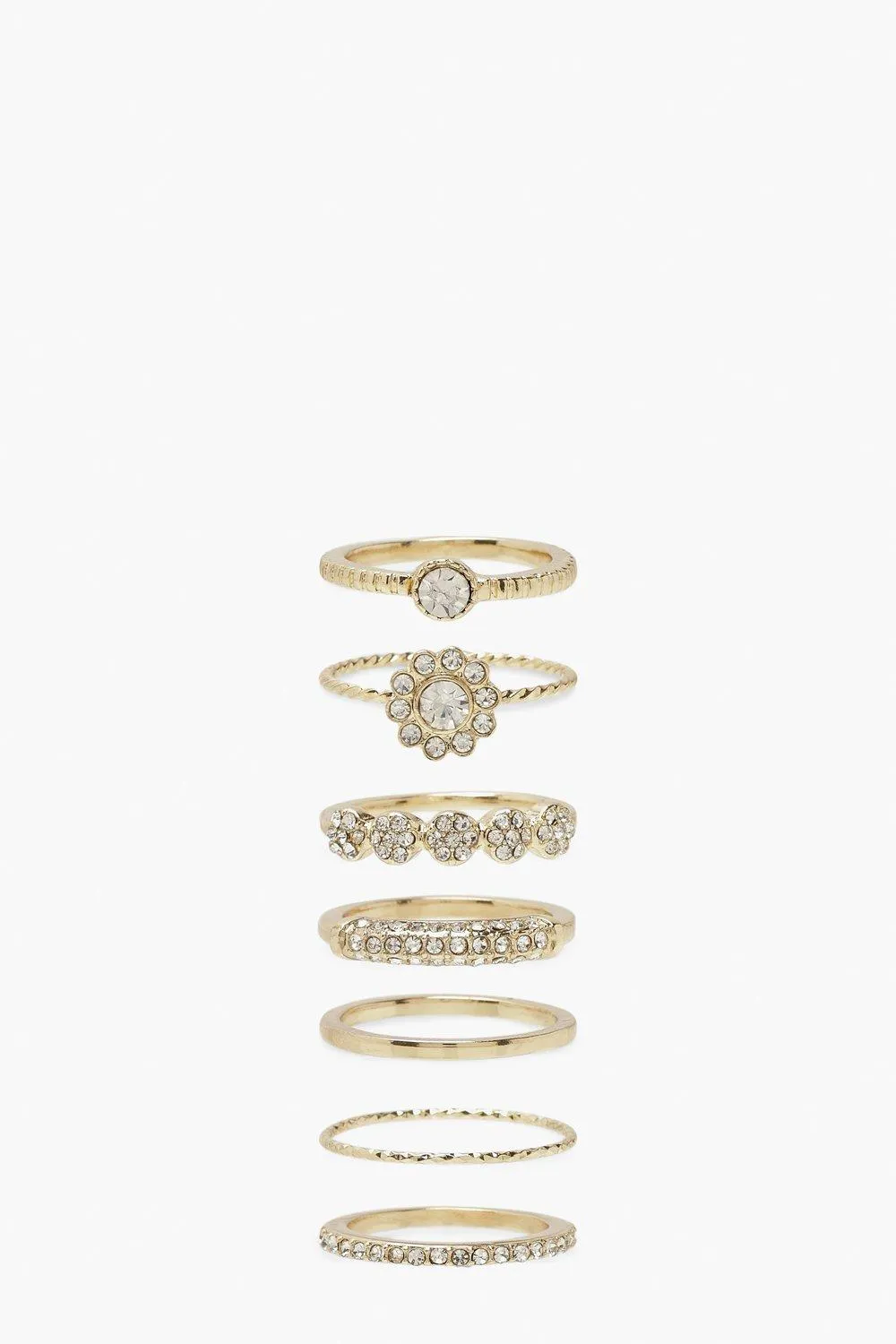 Rhinestone Stacking Rings 7 Pack