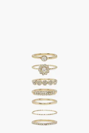 Rhinestone Stacking Rings 7 Pack