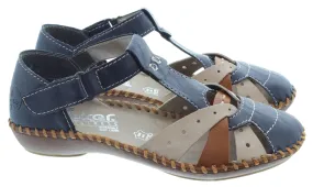 RIEKER Ladies M1655 Open Shoes In Navy Multi