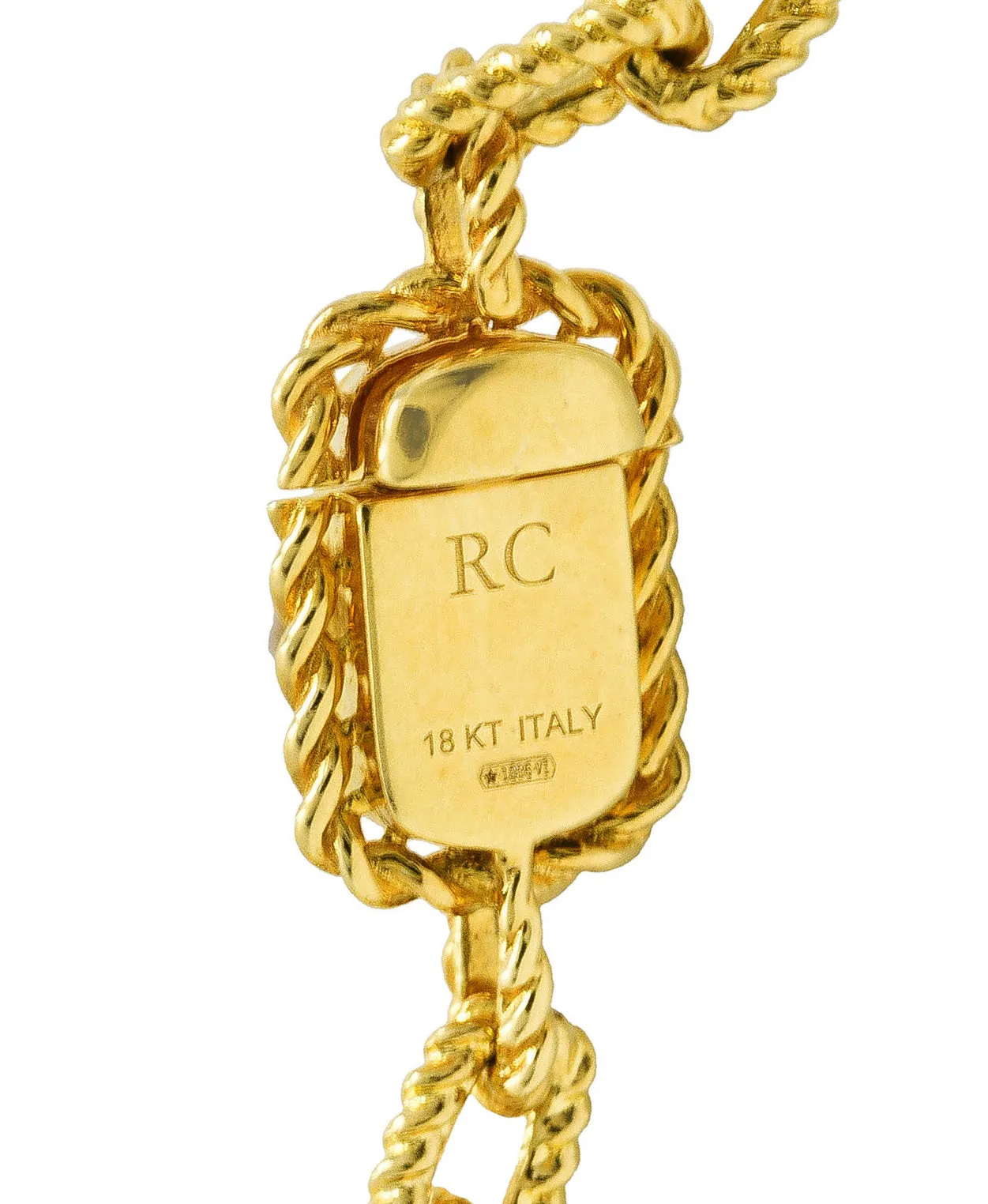 Roberto Coin Vintage Diamond Two-Tone 18 Karat Gold Twisted Rope Chain Link Necklace