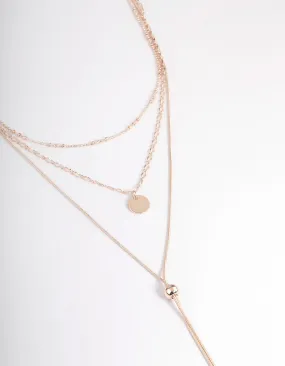 Rose Gold Mixed Metal Disc Pendant Y Necklace