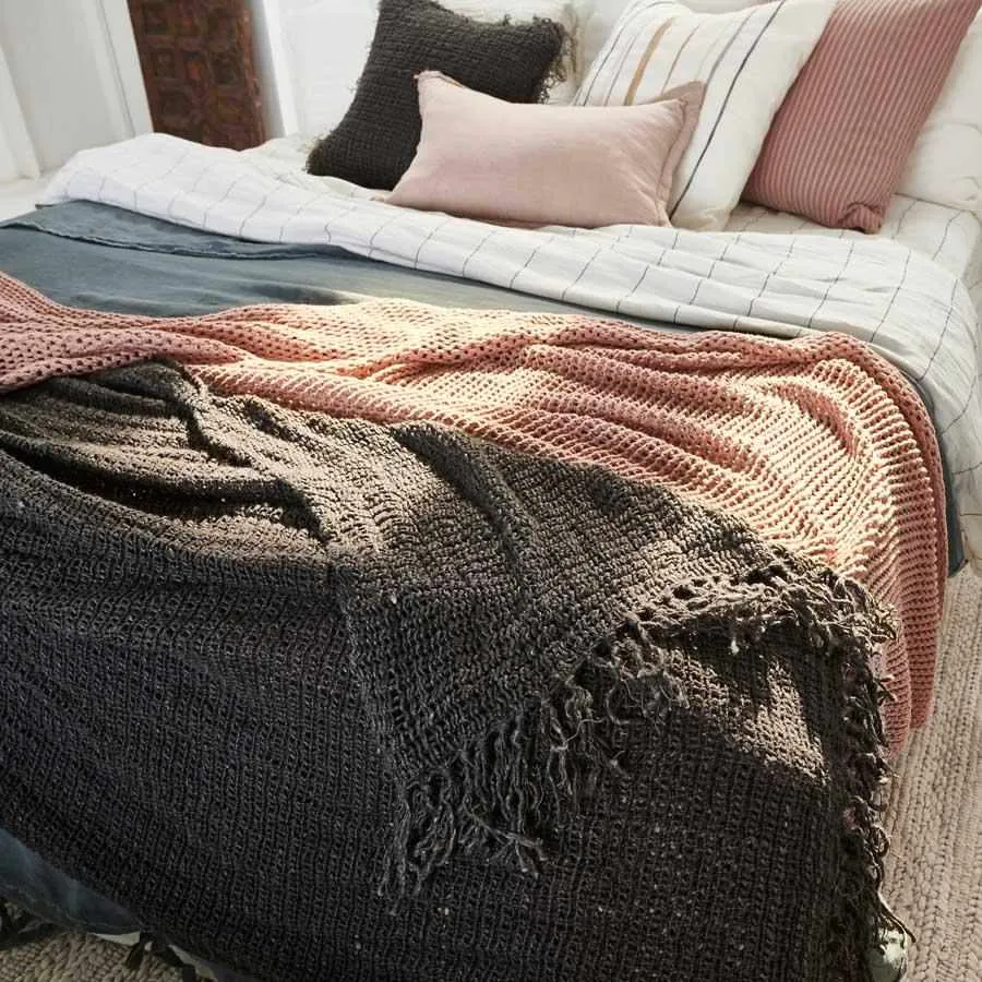 Rustica Linen Throw - Coal