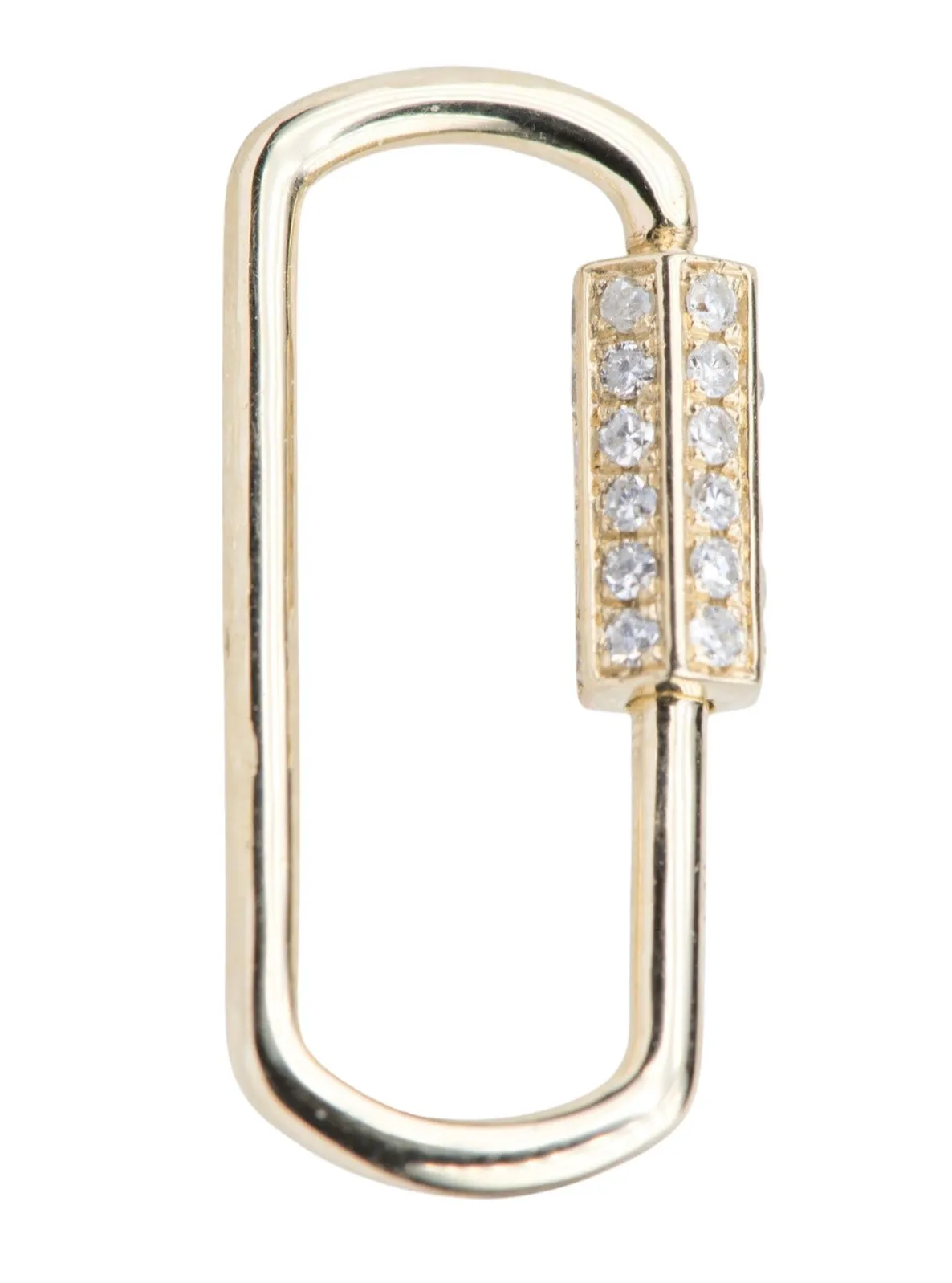 Screw Closure Large Rectangle 19x9mm 14K Gold Carabiner with Diamond Pave Pendant Holder Enhancer AD2185D