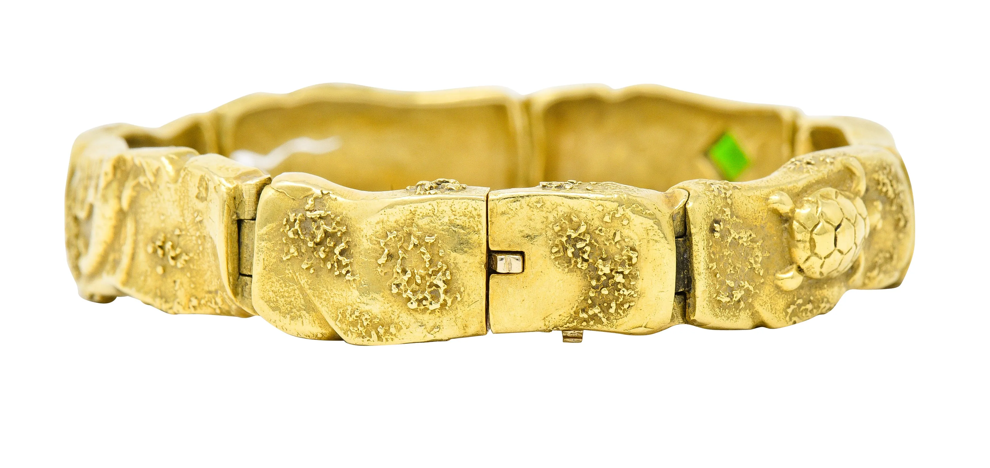 SeidenGang Peridot Diamond 18 Karat Gold Platinum Odyssey Zeus Turtle Bracelet