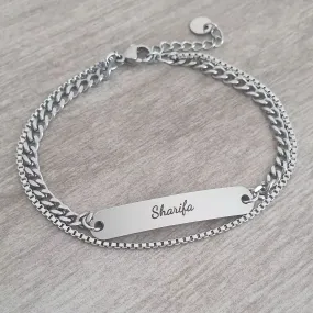 Shamira Personalized Stainless Steel bracelet, Adjustable Size: 17-21cm (READY IN 3 DAYS!)