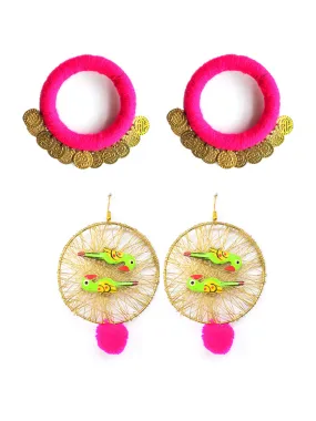 Shimmy Hoop+Parrot Paradise Earrings (Set of 2)