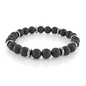 Silas Black Onyx with Stainless Steel Beaded Bracelet