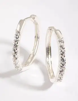 Silver Cubic Zirconia Hoop Earrings