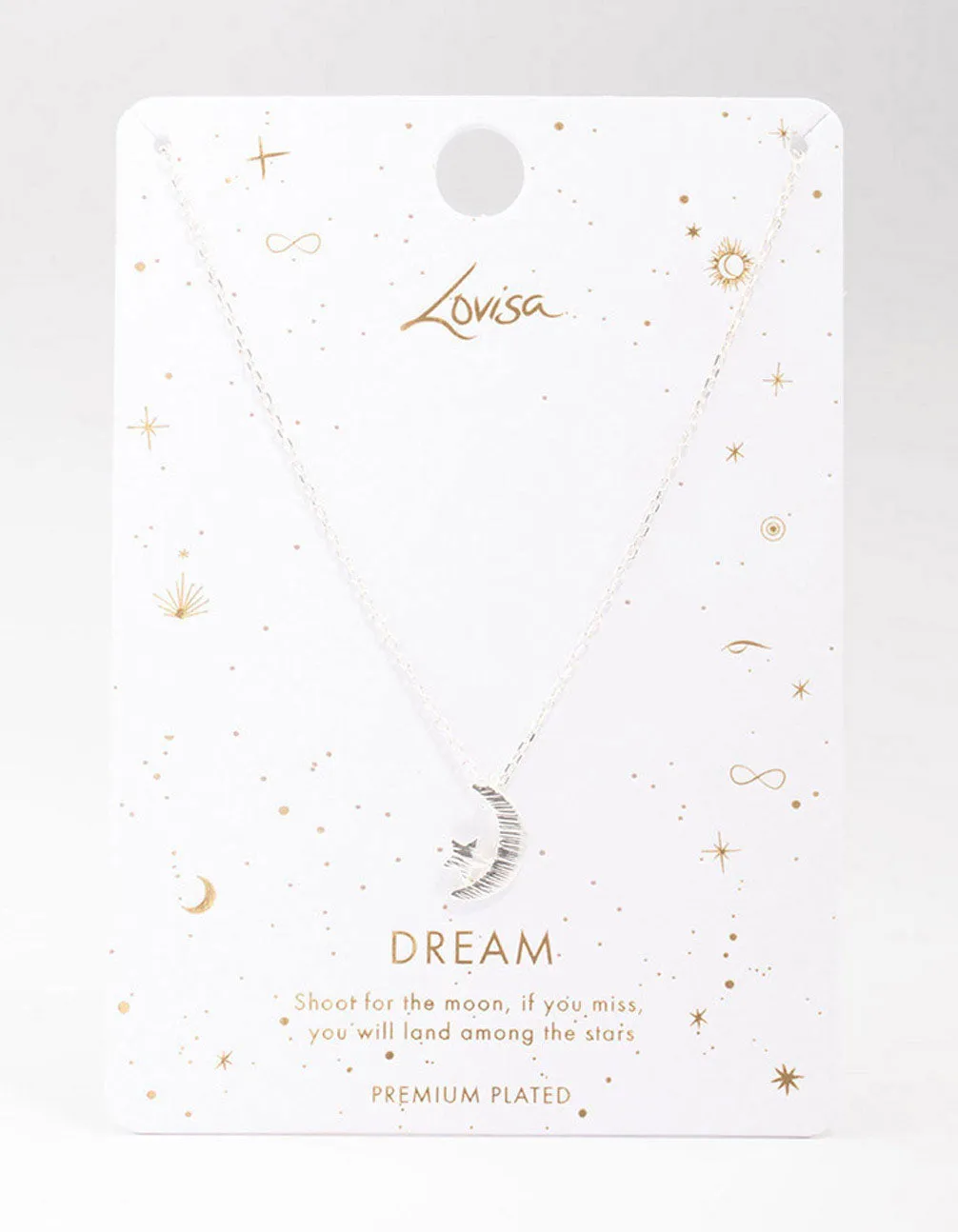 Silver Plated Star & Moon Pendant Necklace