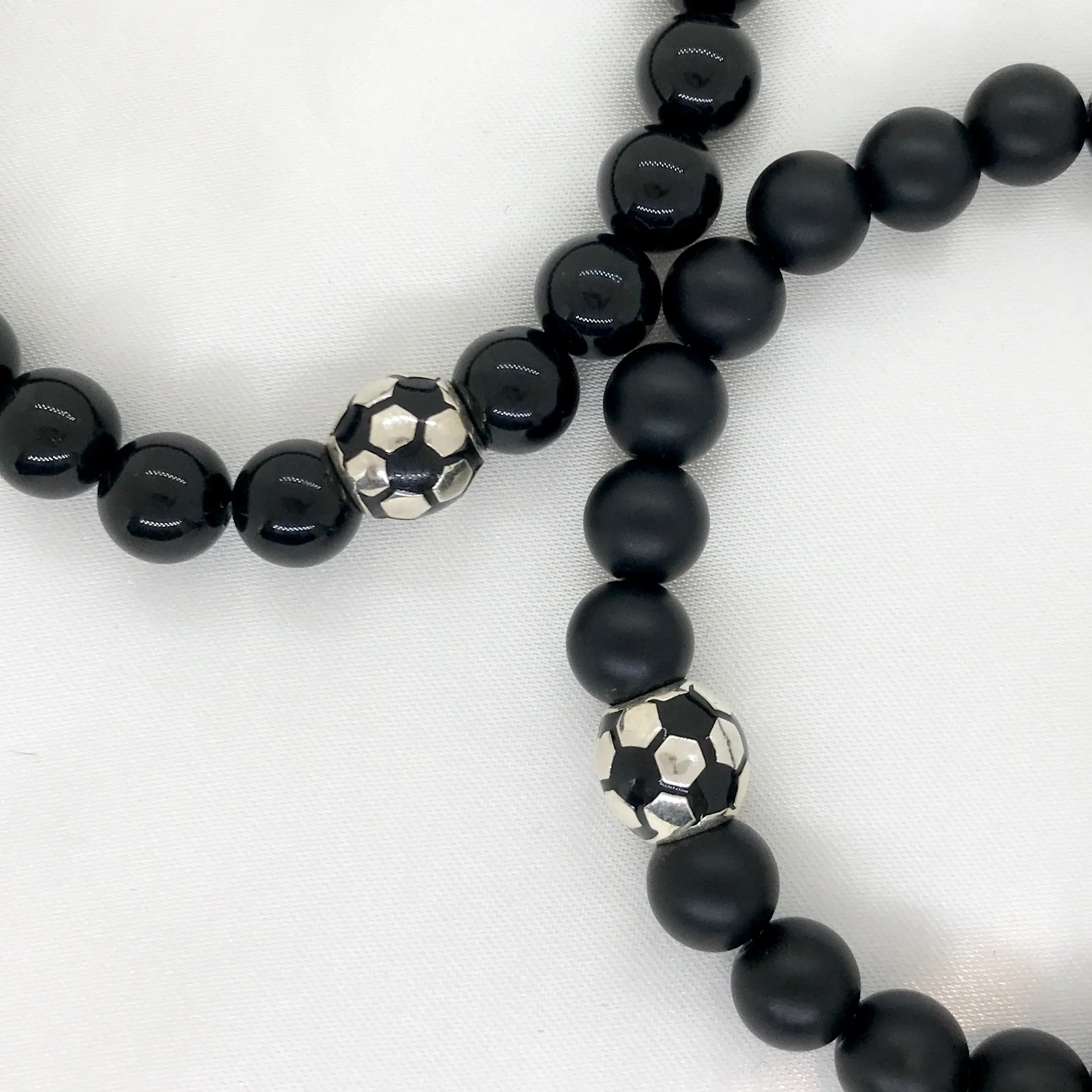 Soccer Ball black Beaded Bracelet