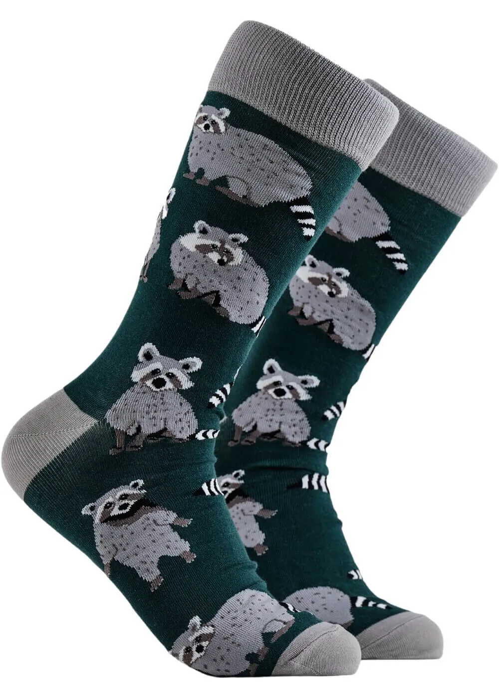 Soctopus Trash Panda Raccoon Socks Green