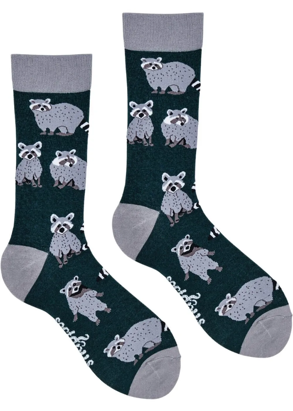 Soctopus Trash Panda Raccoon Socks Green