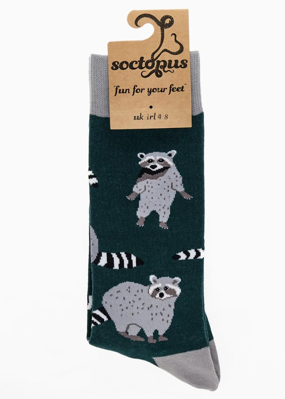 Soctopus Trash Panda Raccoon Socks Green