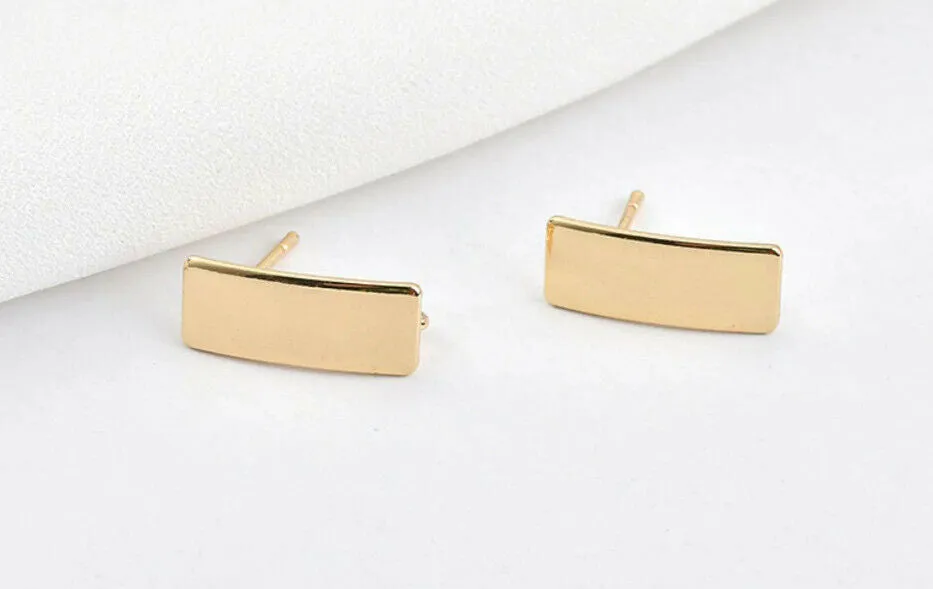 Solid Gold Ladies Jewelry Simple Rectangular Shape Earrings SE5