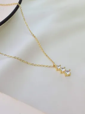 Solitaire Trio Gold Plated Necklace