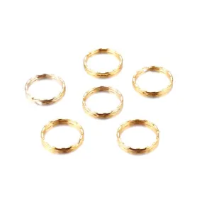 Split Rings, Keychain Rings, Round, Hammered, Gold Finished, Iron, 25mm