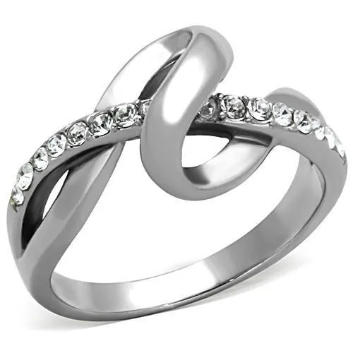 Stainless Steel Crystal Loop Ring