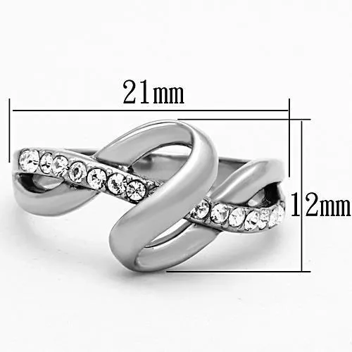 Stainless Steel Crystal Loop Ring