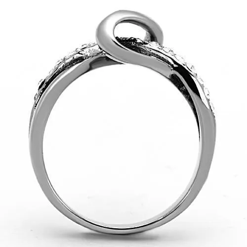 Stainless Steel Crystal Loop Ring