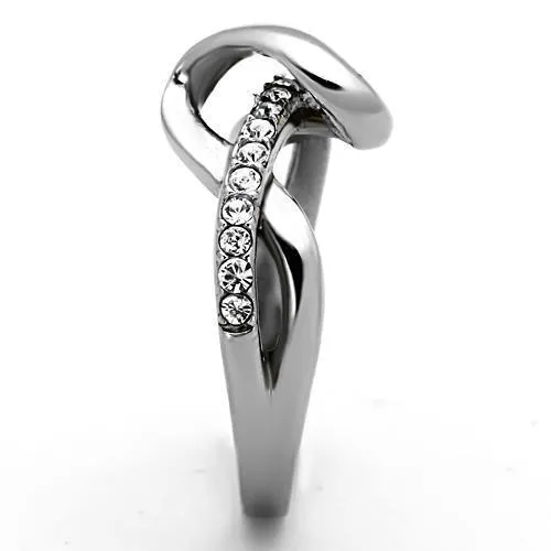 Stainless Steel Crystal Loop Ring