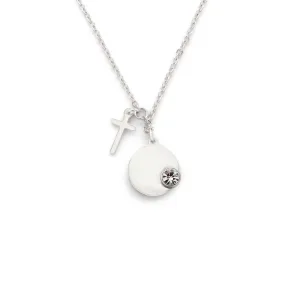 Stainless Steel Necklace Disc with Crystal