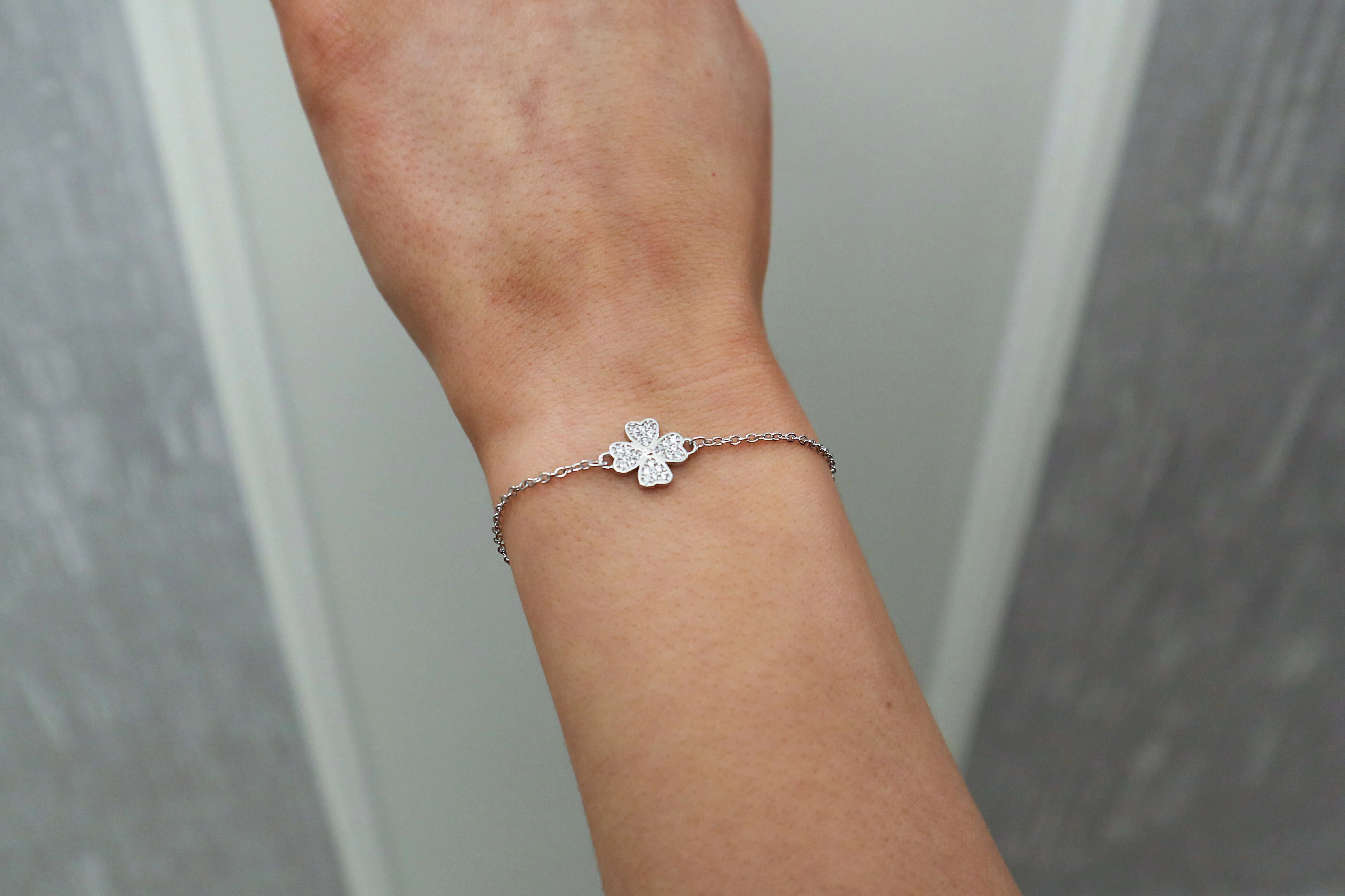 Sterling Silver 4 Leaf Clover Bracelet