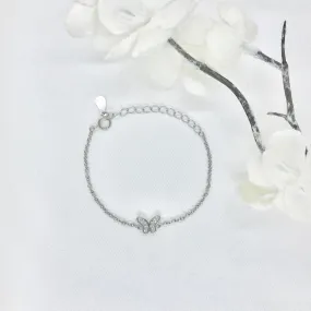 Sterling Silver Children's CZ Butterfly Bracelet