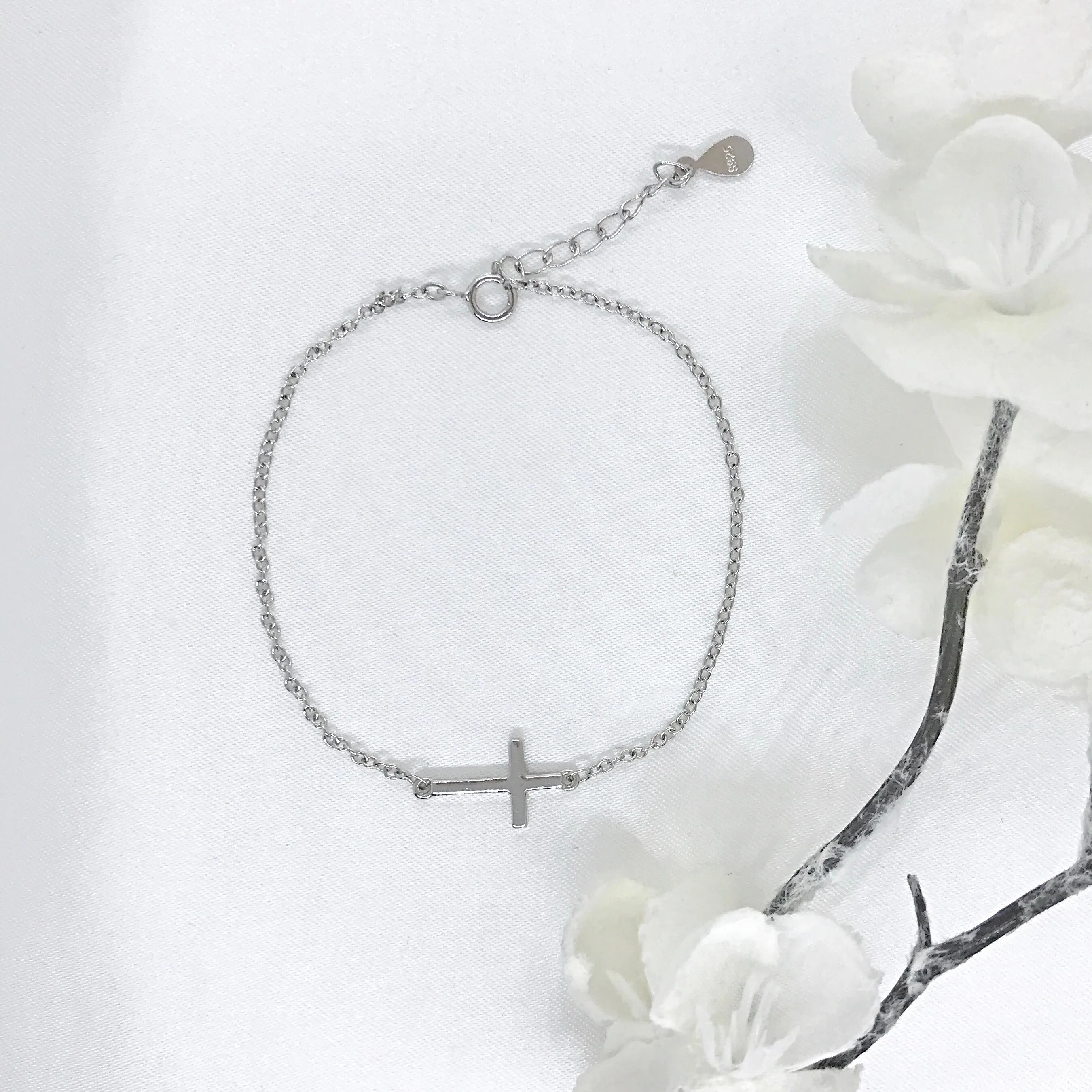 Sterling Silver Cross Bracelet