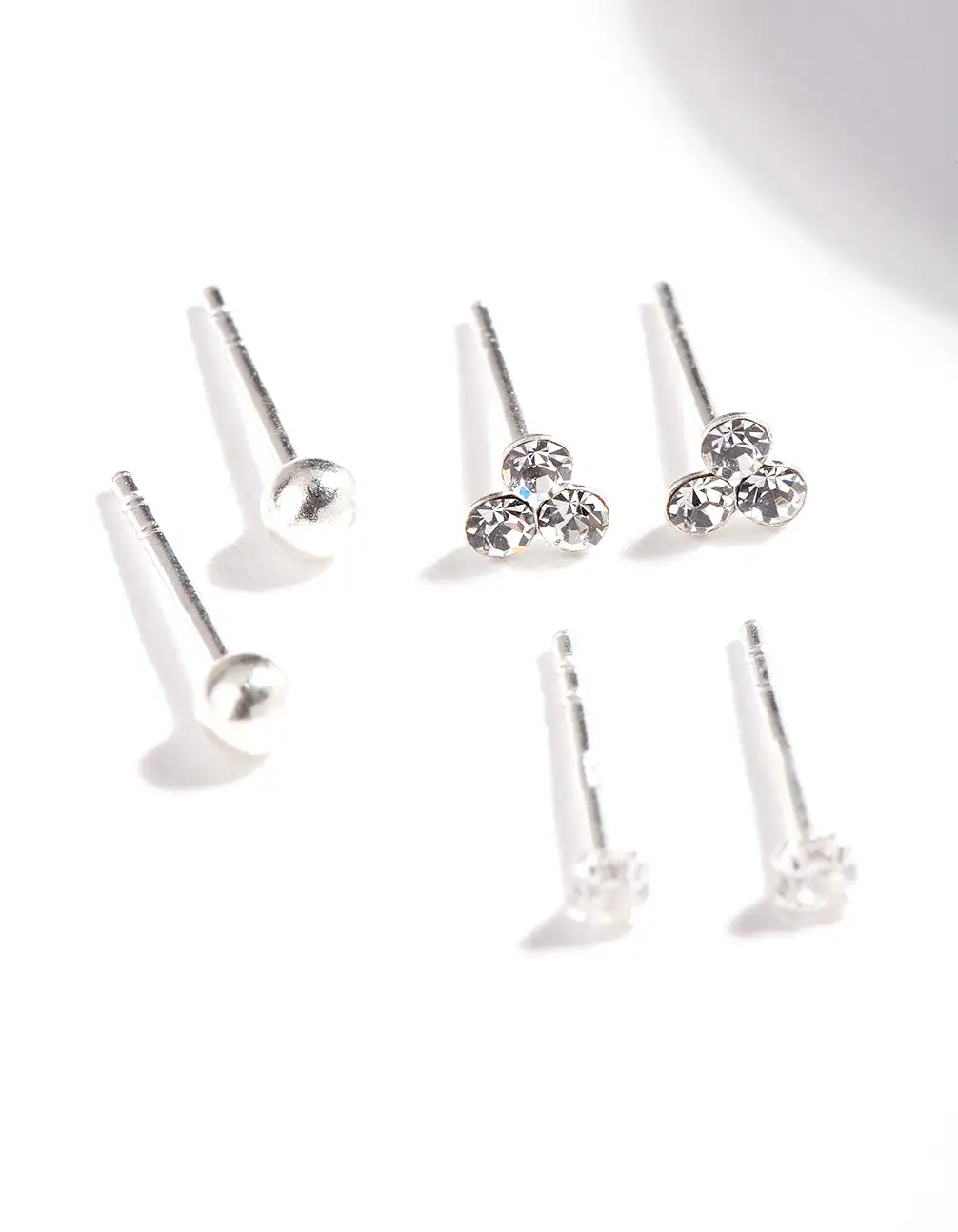 Sterling Silver Cubic Zirconia Crystal Stud Earring Pack