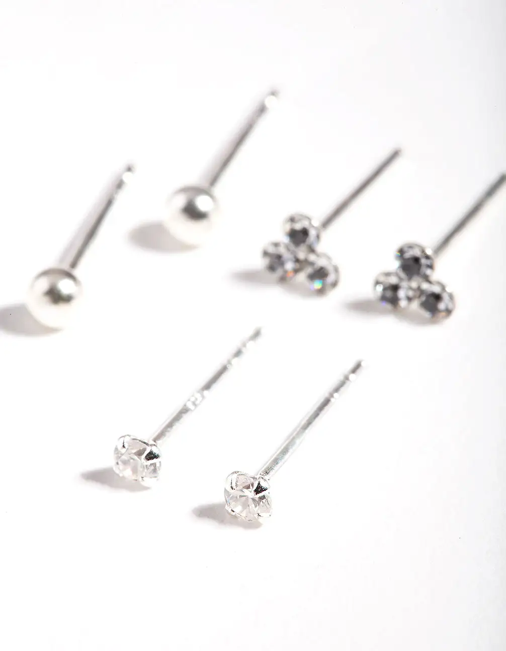 Sterling Silver Cubic Zirconia Crystal Stud Earring Pack