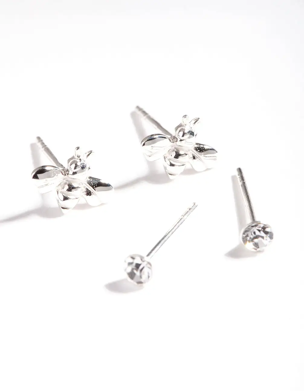 Sterling Silver Diamante Bee Stud Earring Pack