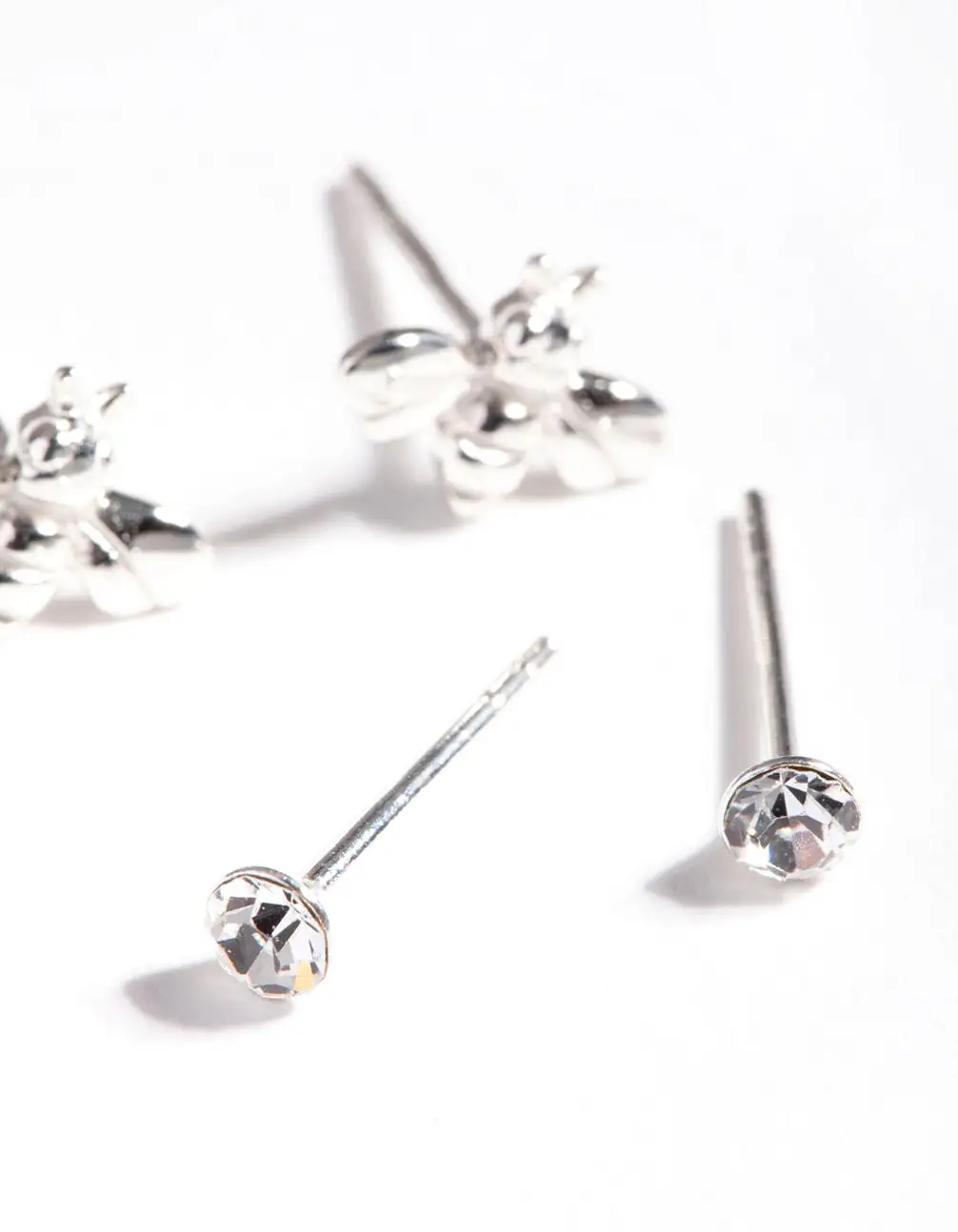 Sterling Silver Diamante Bee Stud Earring Pack