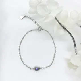 Sterling Silver Evil Eye CZ Bracelet