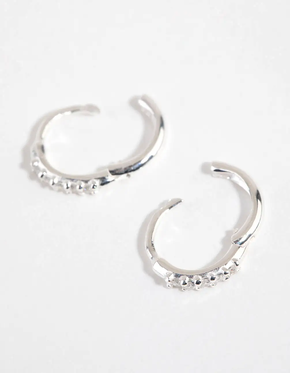 Sterling Silver Mini Cubic Zirconia Huggie Earrings