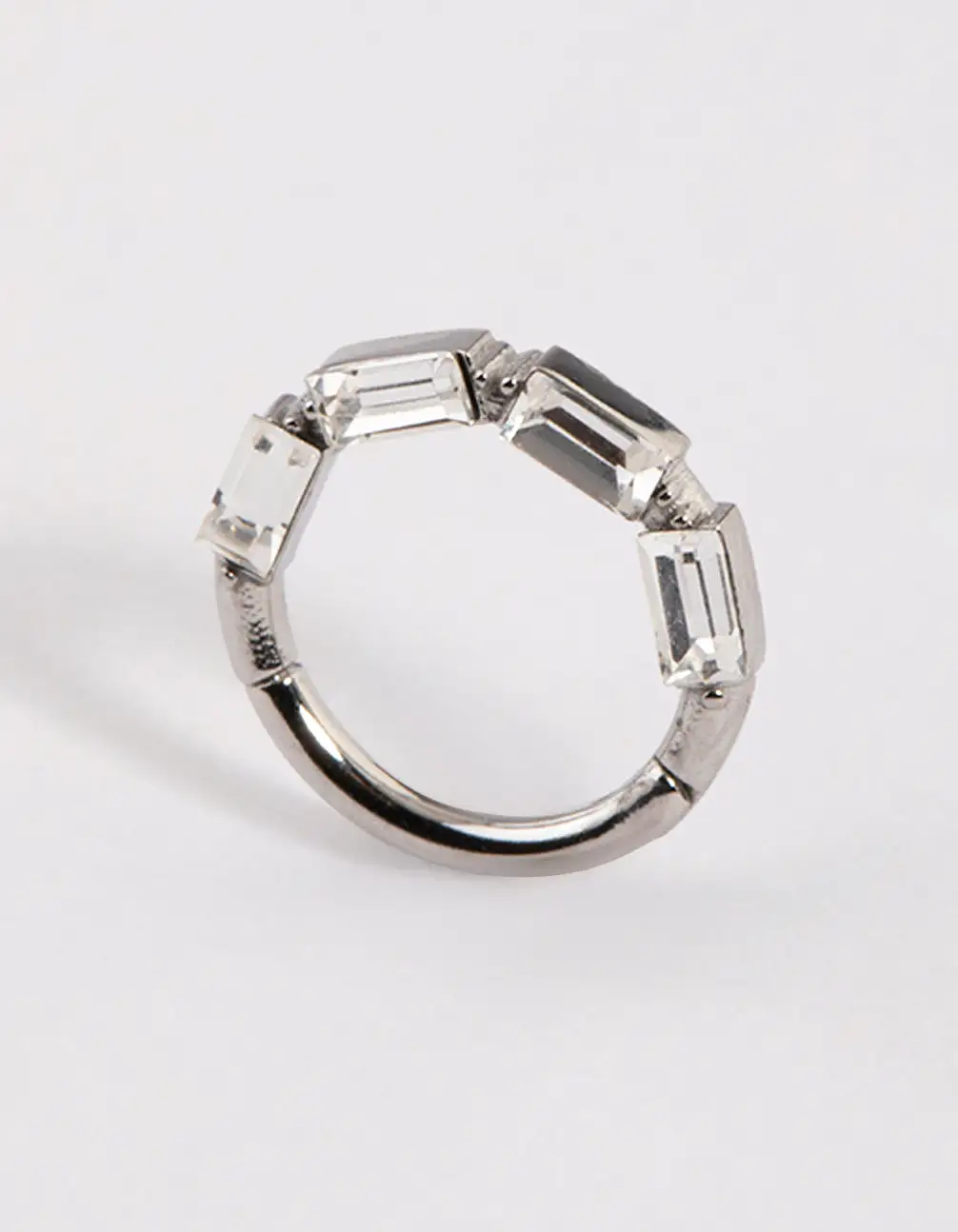 Surgical Steel Crystal Baguette Clicker Ring