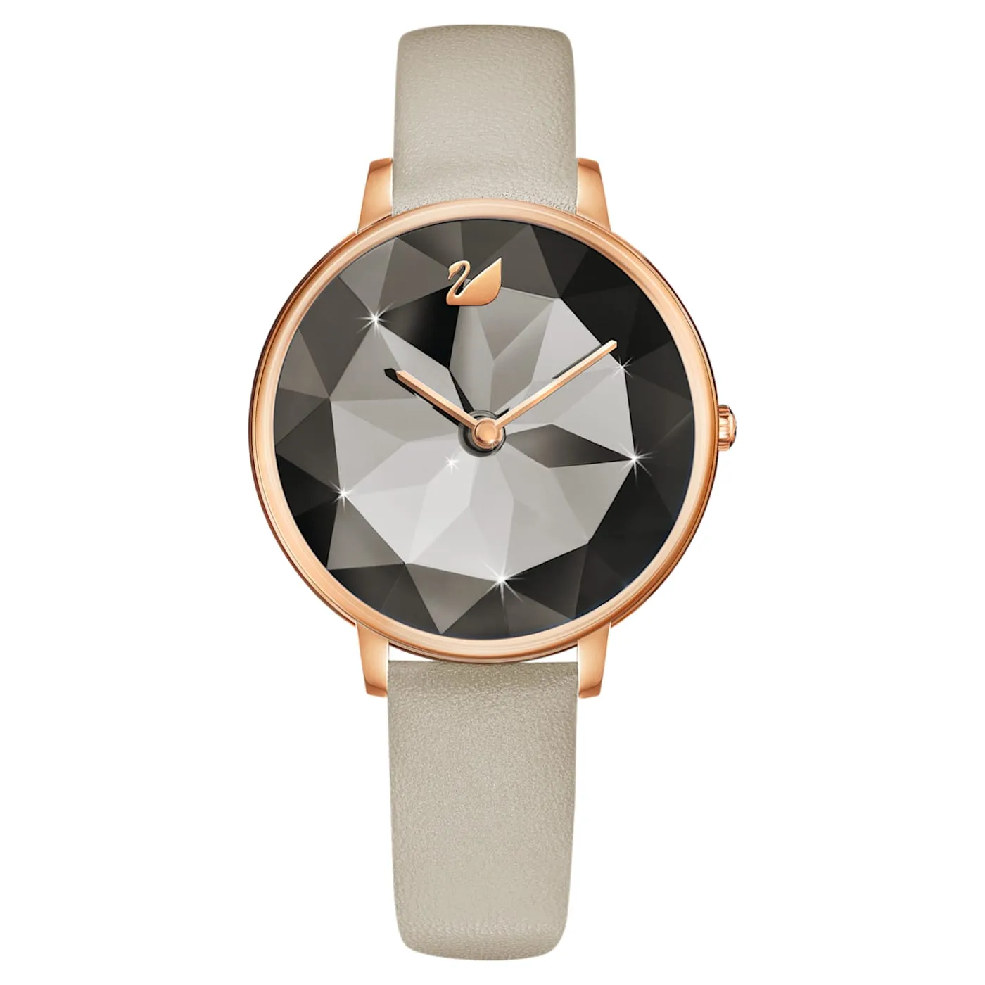 Swarovski CRYSTAL LAKE Watch Leather strap, Gray, Rose-gold tone PVD -5415996